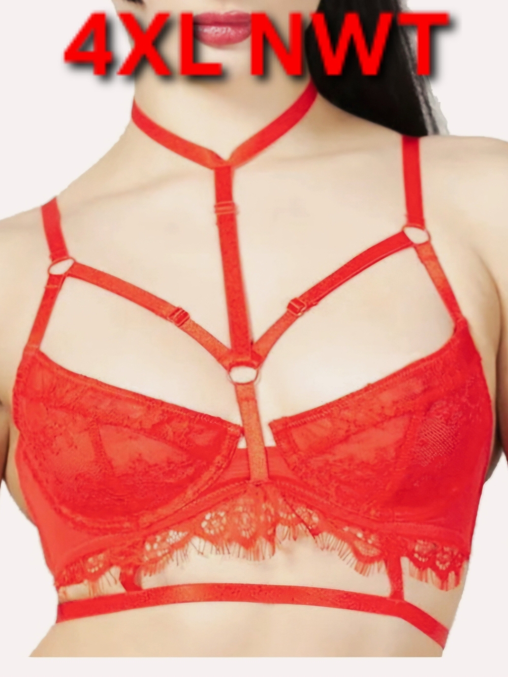 Killstar Red Lace Strappy Harness Bralette